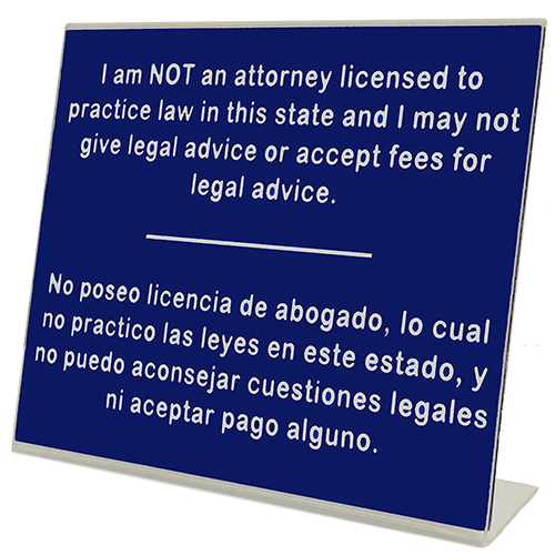 I Am Not a Lawyer Alabama Notary Desk Sign