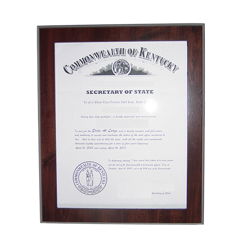 Alabama Notary Commission Frame Fits 11 x 8.5 x inch Certificate